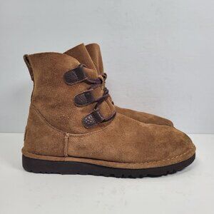 UGG Elvi Women's Brown Ankle Lace Up Boots S/N 1017534 US Size 8